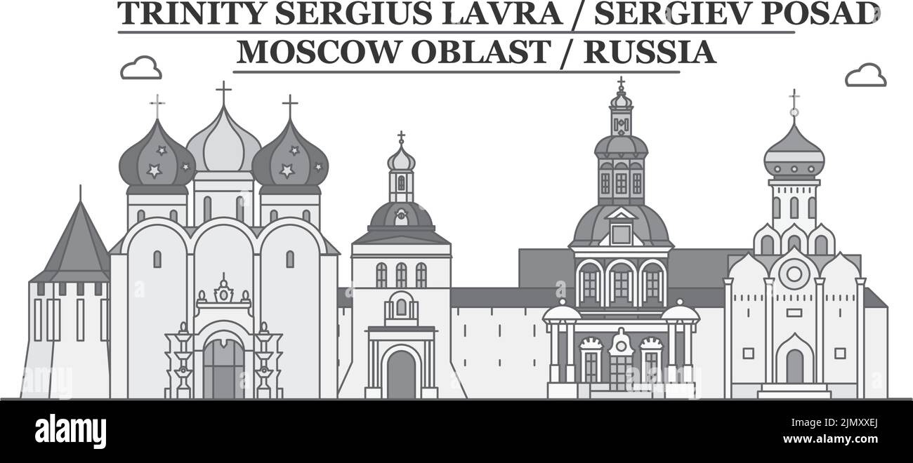 Russland, Sergiev Posad Stadt Skyline isoliert Vektor-Illustration, Symbole Stock Vektor