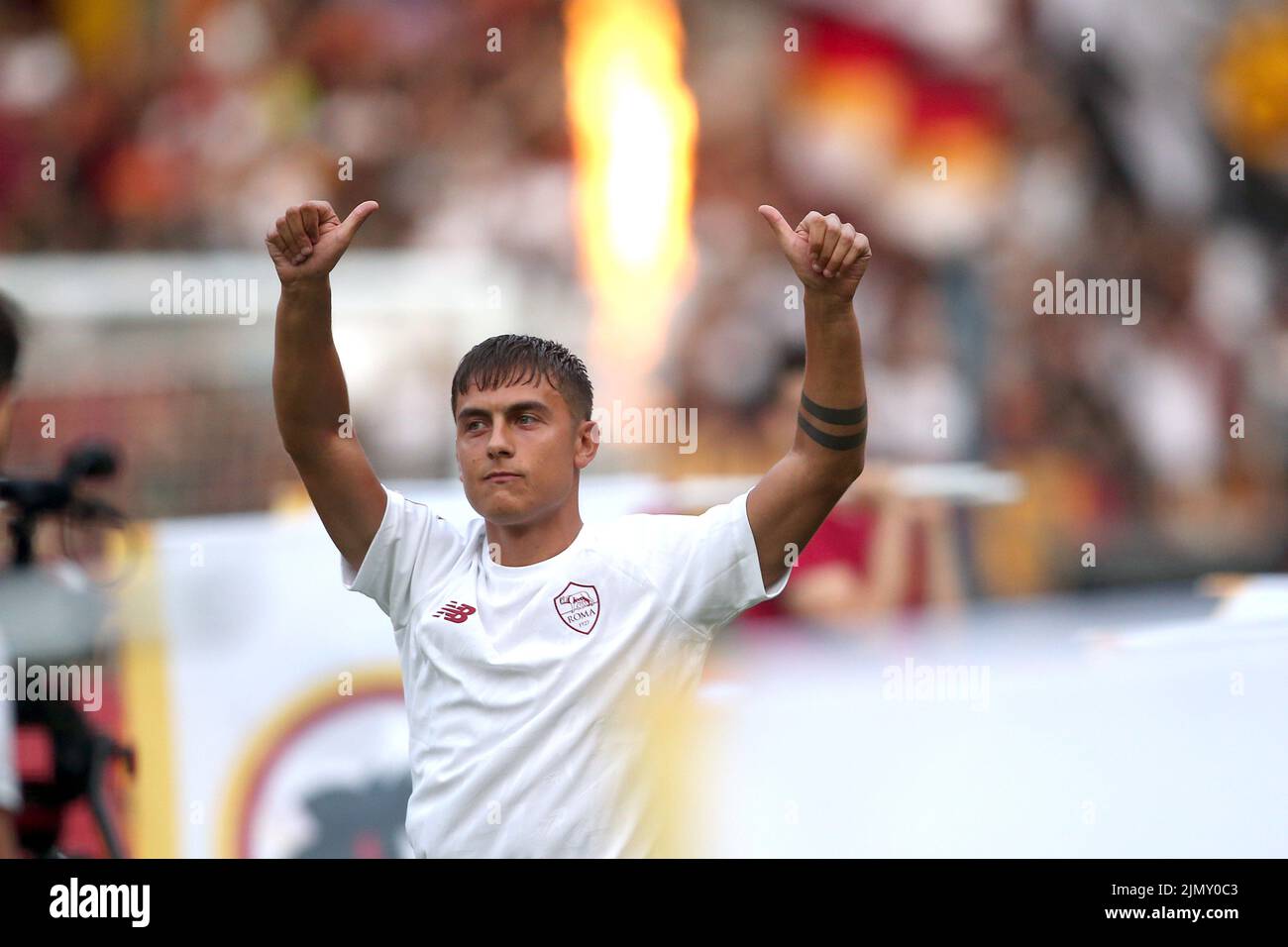 Rom, Italien. 07. August 2022. Rom, Italien 07.08.2022: Paulo Dybala beim Vorsaison-Freundschaftsspiel 2022/2023 zwischen AS Roma und Shakhtar Donetsk am 07. August 2022 im Olympiastadion in Rom. Kredit: Unabhängige Fotoagentur/Alamy Live Nachrichten Stockfoto