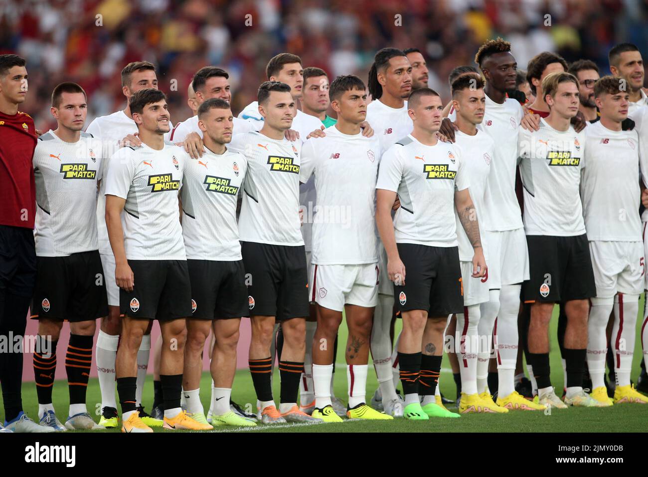 Rom, Italien. 07. August 2022. Rom, Italien 07.08.2022: Vorsaison-freundliches 2022/2023-Spiel zwischen AS Roma und Shakhtar Donetsk im Olympiastadion in Rom am 07. August 2022. Kredit: Unabhängige Fotoagentur/Alamy Live Nachrichten Stockfoto