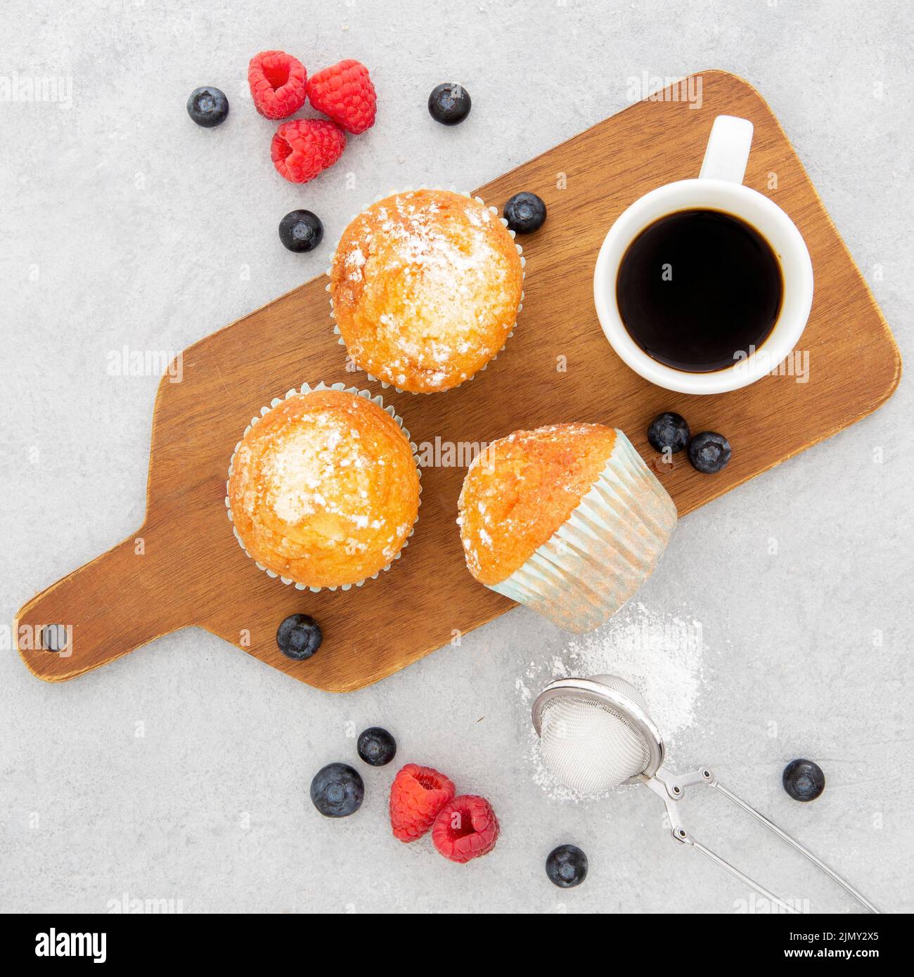 Morgens Cupcakes Kaffee Stockfoto