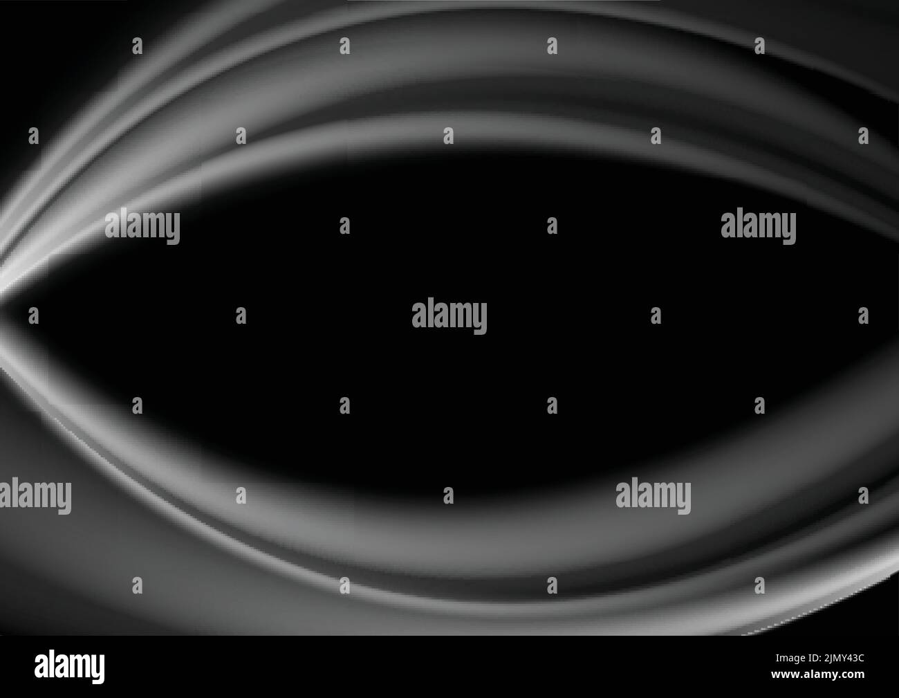 Weiche, abstrakte graue Wellen auf schwarzem Hintergrund. Vektordesign Stock Vektor