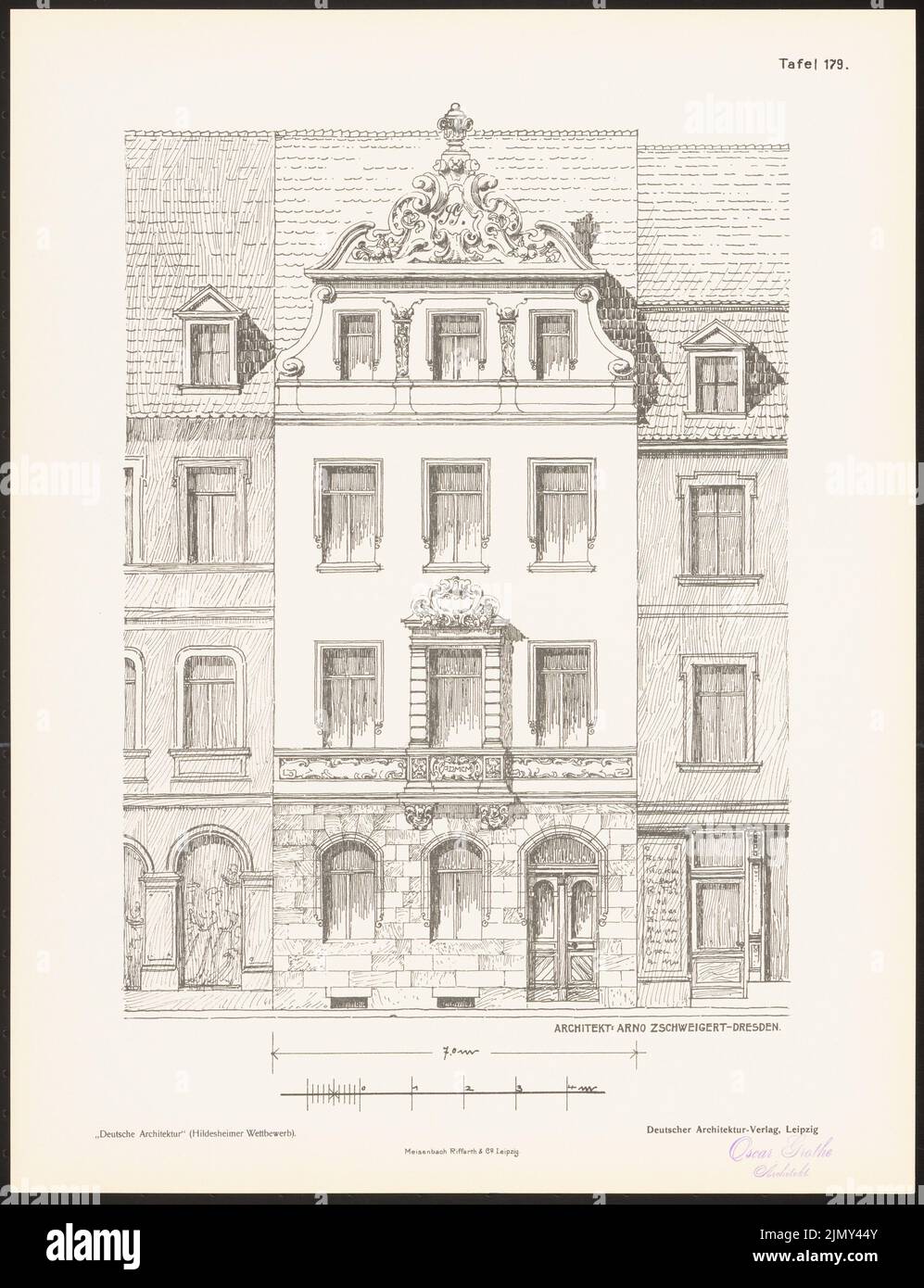 Zschweigt Arno, deutsche Architektur im Sinne des Alten neu gestaltet. Das Ergebnis von d. Hildesheimer Wettbewerb, beworbene d. Verein zur Erhaltung der Künste (1900-1900): Ansicht. Druck auf Papier, 42,2 x 32,3 cm (einschließlich Scankanten) Stockfoto