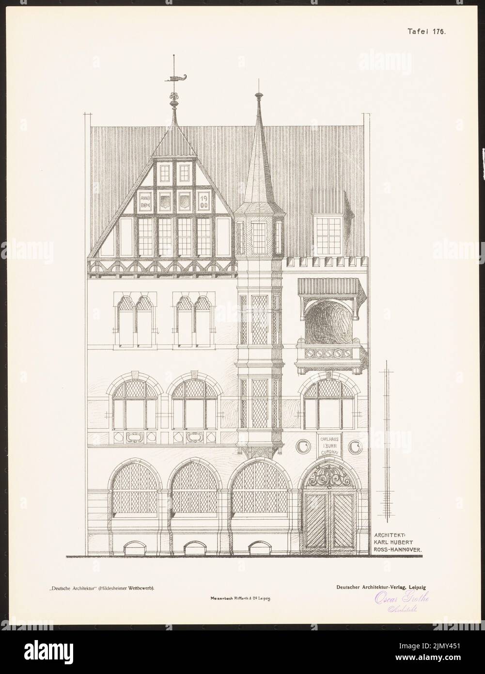 Ross Karl Hubert, deutsche Architektur im Sinne des Alten neu gestaltet. Das Ergebnis von d. Hildesheimer Wettbewerb, beworbene d. Verein zur Erhaltung der Künste (1900-1900): Ansicht. Druck auf Papier, 42,3 x 32,6 cm (einschließlich Scankanten) Stockfoto