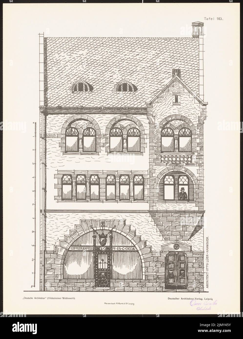 Lüer Otto, deutsche Architektur im Sinne des Alten neu gestaltet. Das Ergebnis von d. Hildesheimer Wettbewerb, beworbene d. Verein zur Erhaltung der Künste (1900-1900): Ansicht. Druck auf Papier, 42,3 x 32,4 cm (einschließlich Scankanten) Stockfoto