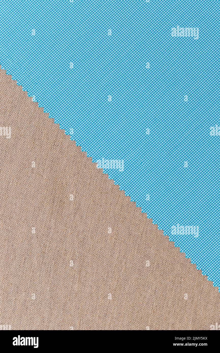 High angle view blau Stoff Material unifarbenes Textil Stockfoto