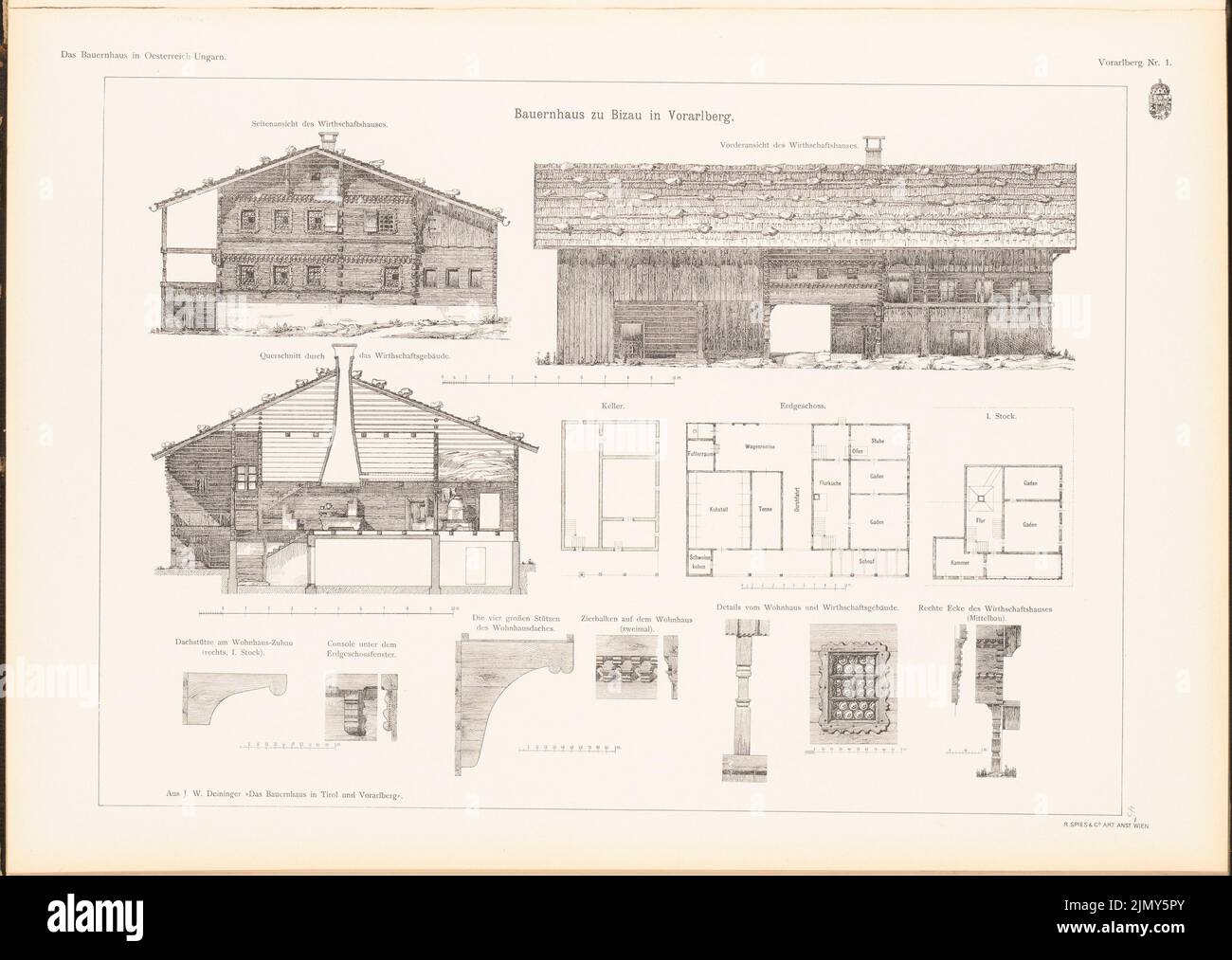 N.N., Bauernhaus, Bizau. (Aus: Bauernhaus in Österreich-Ungarn, Aufl. Druck auf Papier, 33,8 x 47,6 cm (inkl. Scankanten) Stockfoto