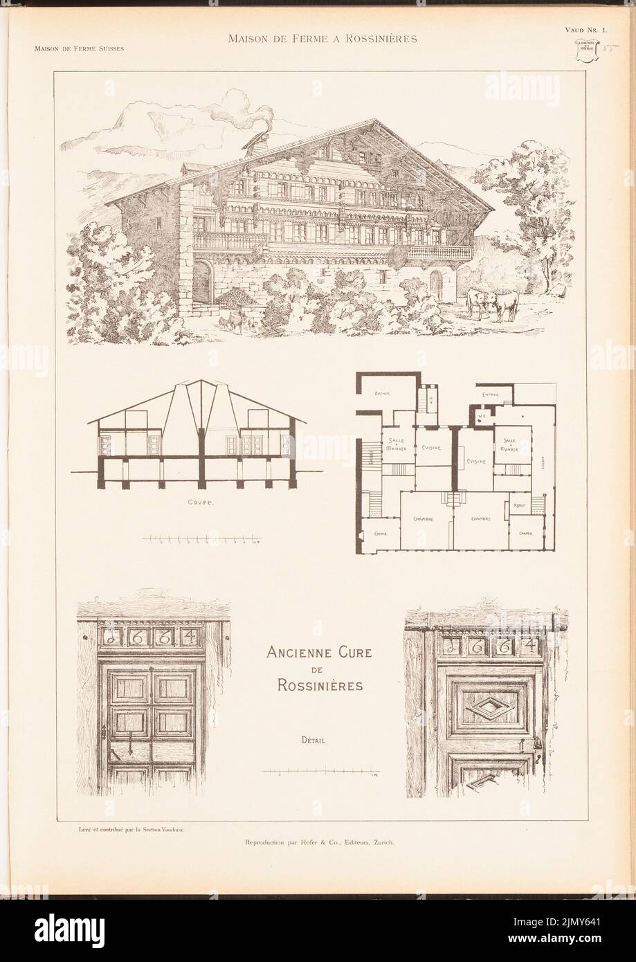 N.N., Bauernhaus, Rossinieres. (Aus: Das Landhaus in der Schweiz, Hrsg. v. Schweiz. Druck auf Papier, 47,6 x 33,6 cm (einschließlich Scankanten) Stockfoto