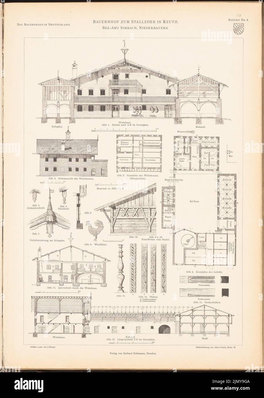 Kempf J., Bauernhof zum Stallleder, Reut. (Aus: Das Bauernhaus im Deutschen Reich und seine Grenzgebiete, hrsg. x 34 cm (inkl. Kanten scannen) Stockfoto