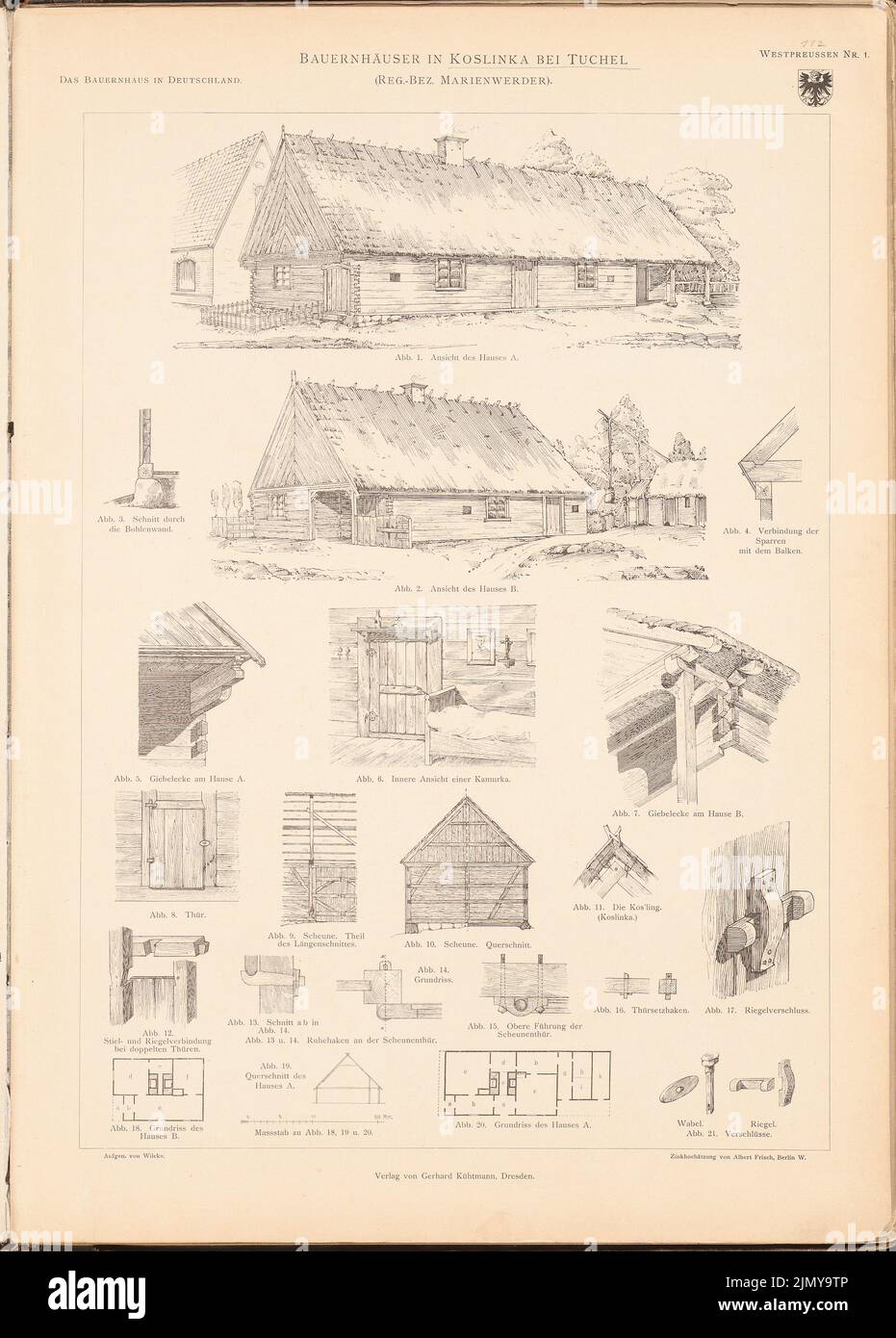 Wilcke, Bauernhäuser, Koslinka. (Aus: Das Bauernhaus im Deutschen Reich und seinen Grenzgebieten, hrsg. cm (inkl. Kanten scannen) Stockfoto