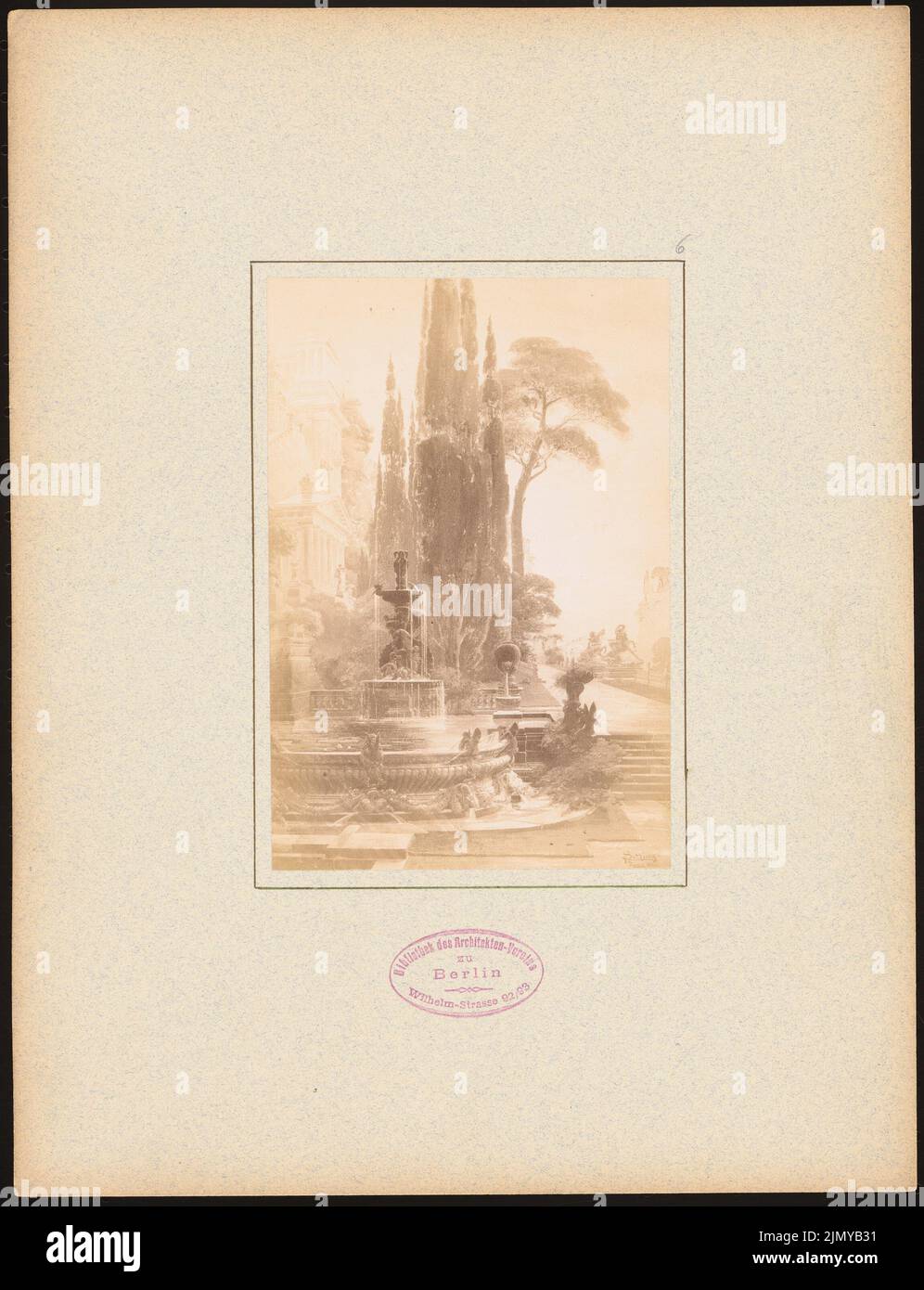 Sehring Bernhard (1855-1941), Blick auf die Villa Papa Guilia. (Aus: Ideales Projekt für ein deutsches Künstlerhaus und Workshop in Rom, Berlin 1886.) (1886-1886): Ansicht. Foto auf Papier, 32,2 x 24,7 cm (einschließlich Scankanten) Stockfoto