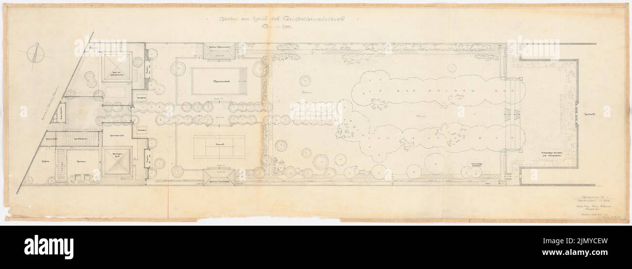 Böhmer Franz (1907-1943), offizielle Wohnung des Reichsaußenministers Joachim von Ribbentrop in Berlin-Mitte (13.02.1941): Garten: Deportungsplan 1: 200. Bleistift auf Transparent, 53 x 148,5 cm (einschließlich Scankanten) Stockfoto