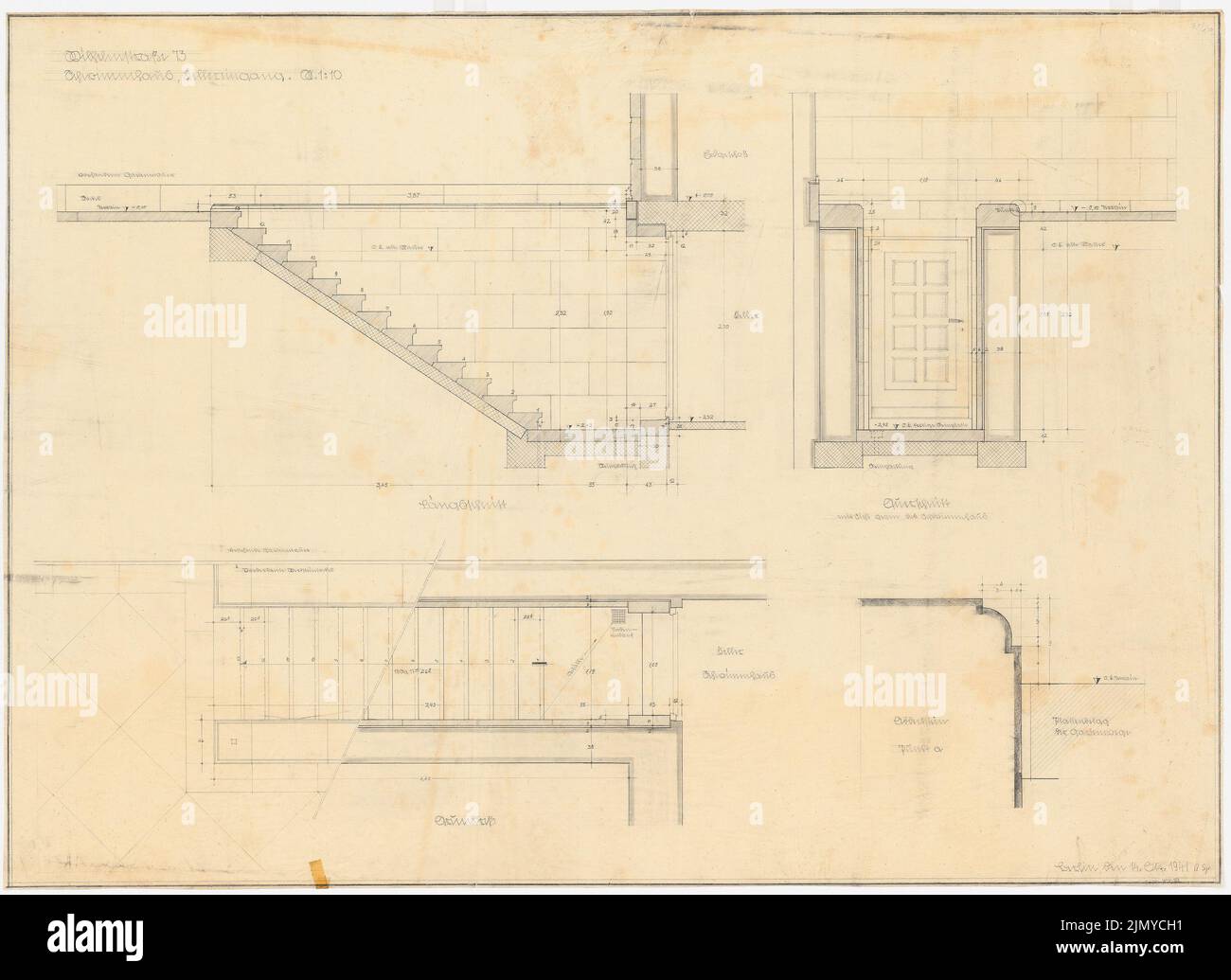 Böhmer Franz (1907-1943), offizielle Wohnung des Reichsaußenministers Joachim von Ribbentrop in Berlin-Mitte (14. Oktober 1941): Badekeller Eingang 1:10. Bleistift auf Transparent, 94,3 x 129,8 cm (einschließlich Scankanten) Stockfoto