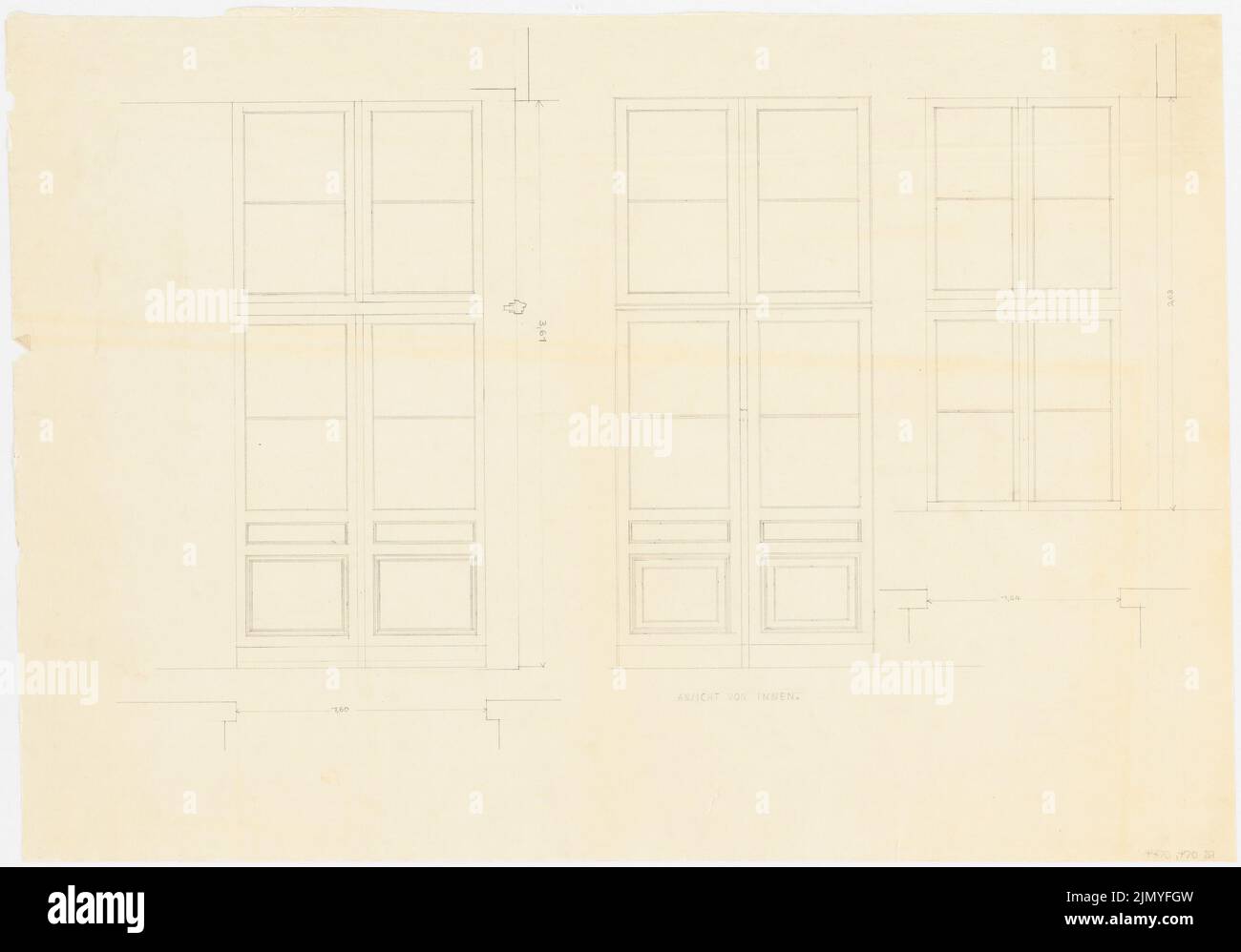 Böhmer Franz (1907-1943), offizielle Wohnung des Reichsaußenministers Joachim von Ribbentrop in Berlin-Mitte (1941-1941): Fenster Innenansicht. Bleistift auf Transparent, 55,1 x 78,8 cm (einschließlich Scankanten) Stockfoto