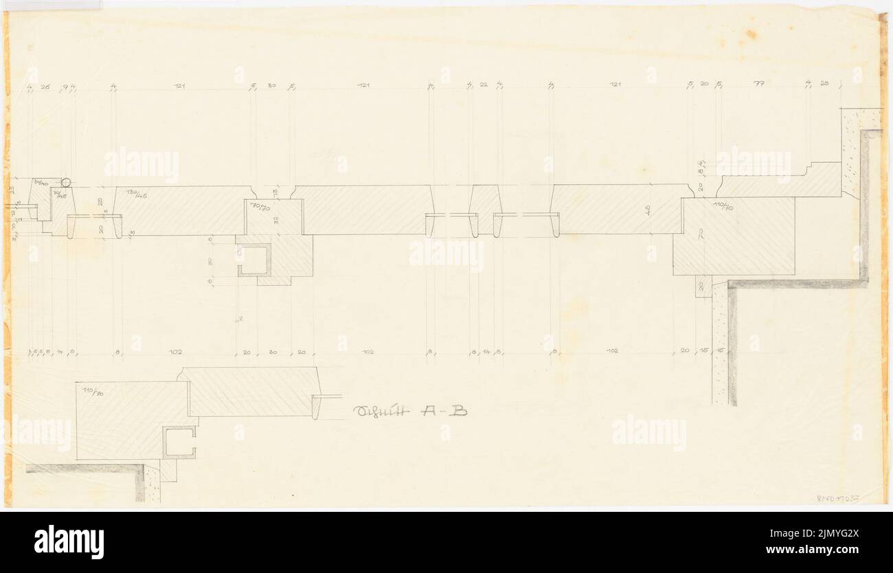 Böhmer Franz (1907-1943), offizielle Wohnung des Reichsaußenministers Joachim von Ribbentrop in Berlin-Mitte (1941-1941): Detail Längsschnitt. Bleistift auf Transparent, 45,9 x 80,1 cm (einschließlich Scankanten) Stockfoto