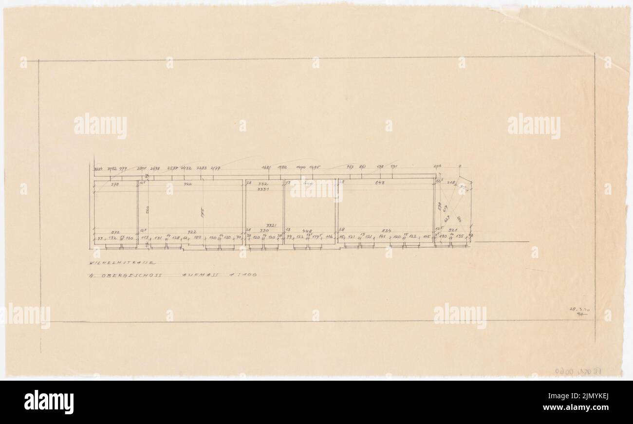 Böhmer Franz (1907-1943), Park Hotel in Posen (28. März 1940): Design-Grundriß 4. Stock 1: 100. Bleistift auf Transparent, 33,4 x 55,5 cm (einschließlich Scankanten) Stockfoto