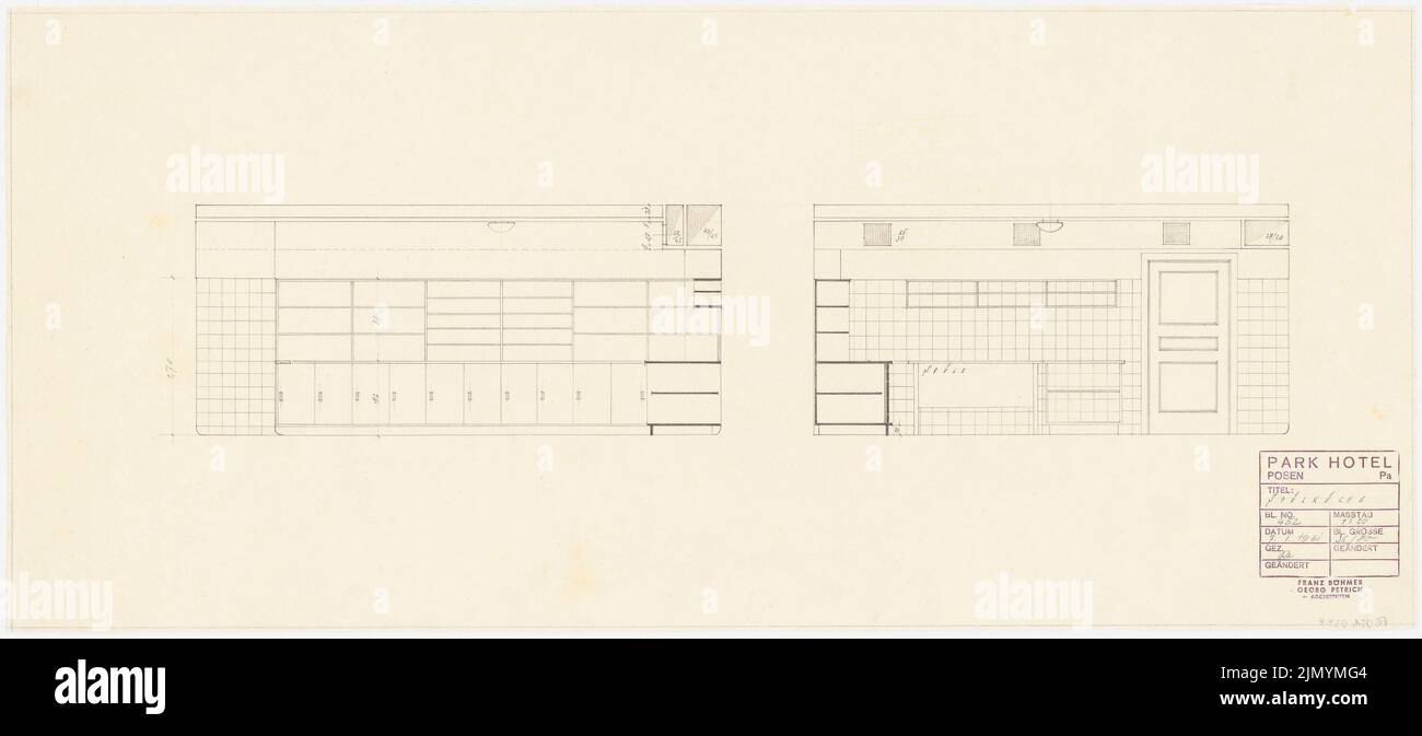 Böhmer Franz (1907-1943), Park Hotel in Pozen (07.01.1941): Spülküche: Wandblick 1:20. Bleistift auf Transparent, 36,1 x 80,4 cm (einschließlich Scankanten) Stockfoto