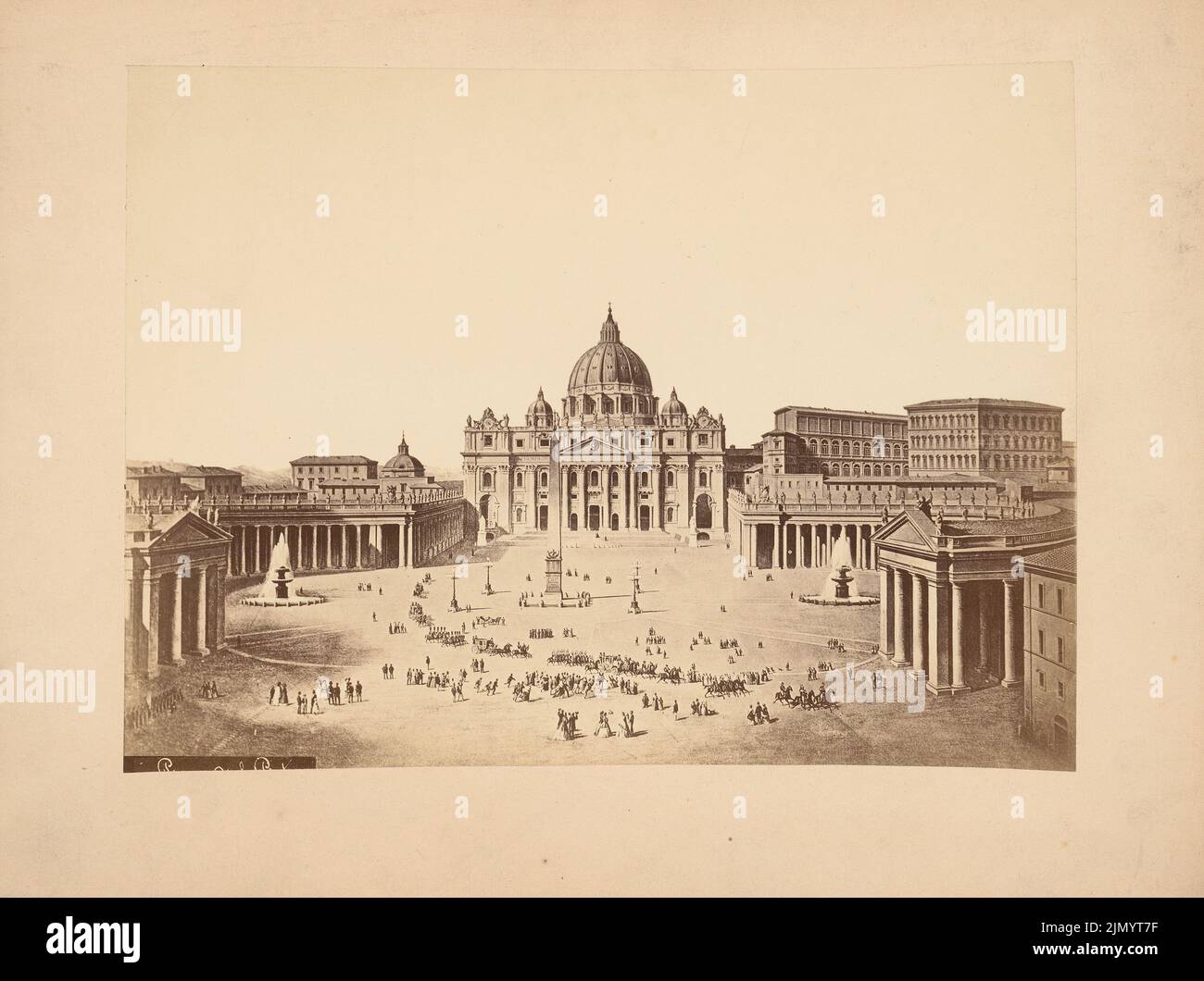 Unbekannter Künstler, Petersdom in Rom (ohne Dat.): Blick über den Petersplatz auf S. Pietro in Vaticano. Foto, 23,5 x 31,4 cm (einschließlich Scankanten) Stockfoto