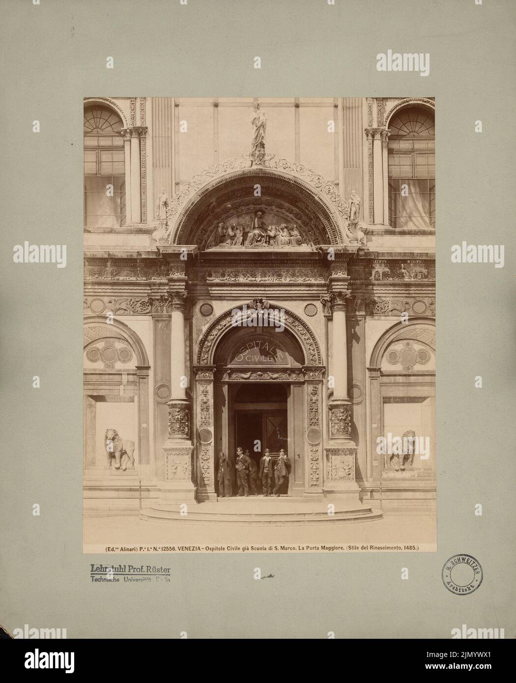 Lombardo Pietro (1435-1515), Scuola di S. Marco, heute Eingangshalle des Ospital Civile, Venedig. Porta Maggiore (ohne dat.): Hauptportal im Renaissancestil, 1485. Foto auf Karton, 35,5 x 28,7 cm (einschließlich Scankanten) Stockfoto