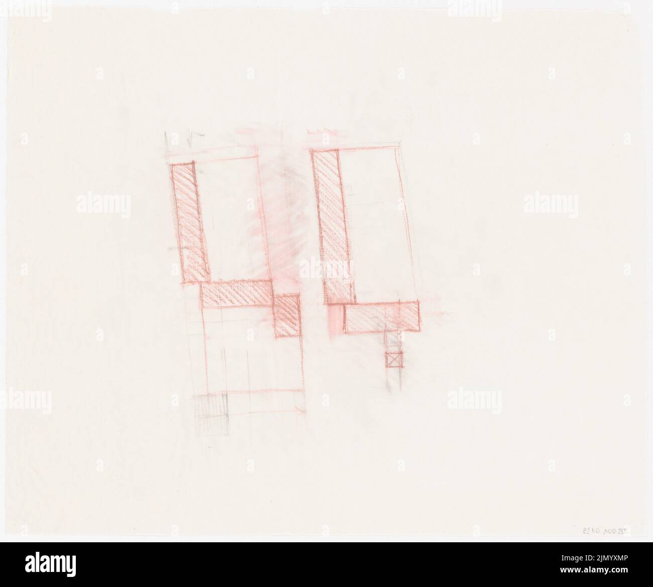 Böhmer Franz (1907-1943), (Studienarbeit) (1925-1925): Grundriß. Bleistift, farbiger Bleistift auf Transparent, 41,3 x 49,8 cm (einschließlich Scankanten) Stockfoto