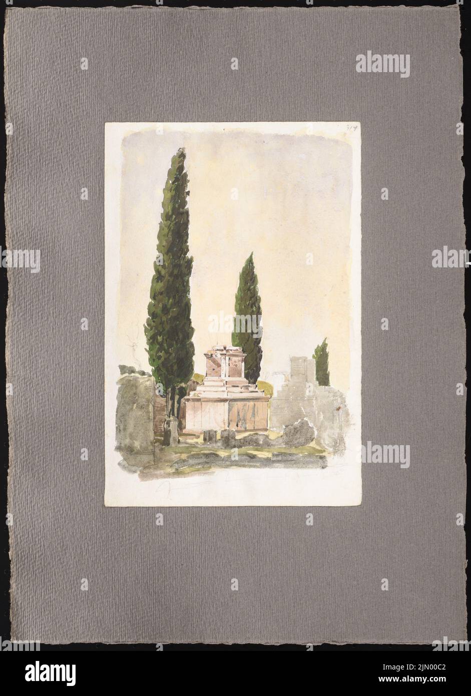 Schmalz Otto (1861-1915), Reiseskizzen aus Italien (1887-1887): Grab (perspektivische Ansicht). Aquarell auf Papier, 42,9 x 31,1 cm (einschließlich Scankanten) Stockfoto