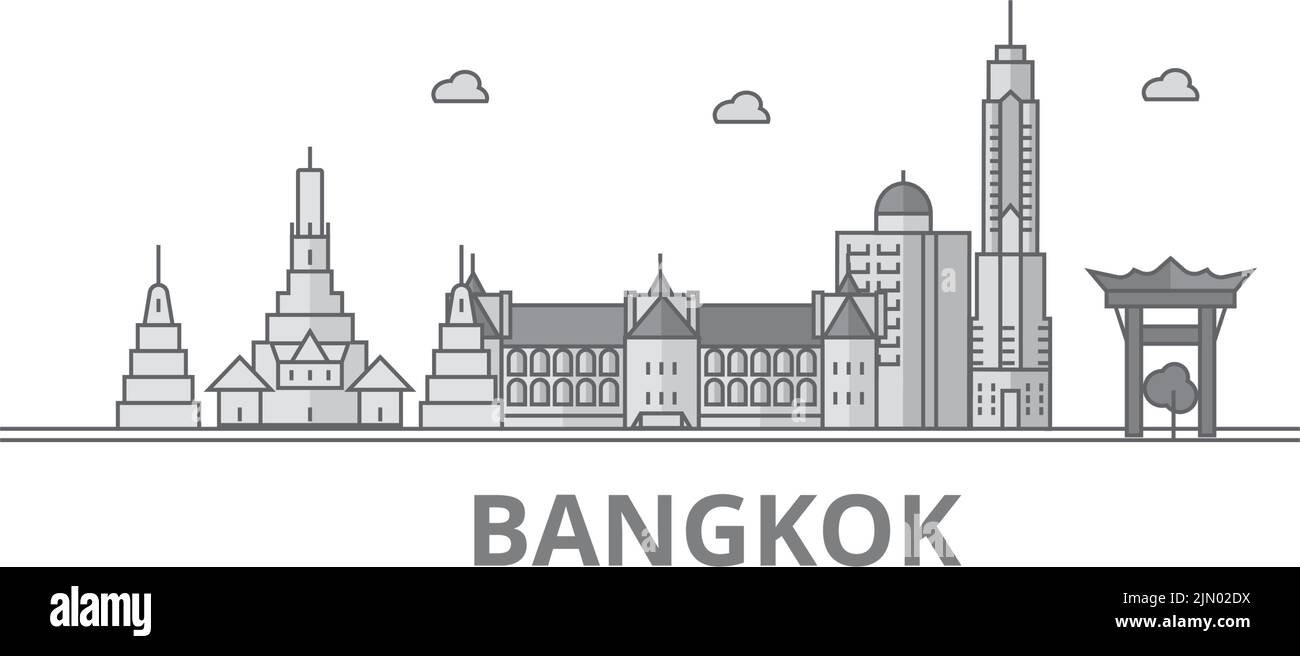 Thailand, Bangkok City Skyline isoliert Vektor-Illustration, Symbole Stock Vektor