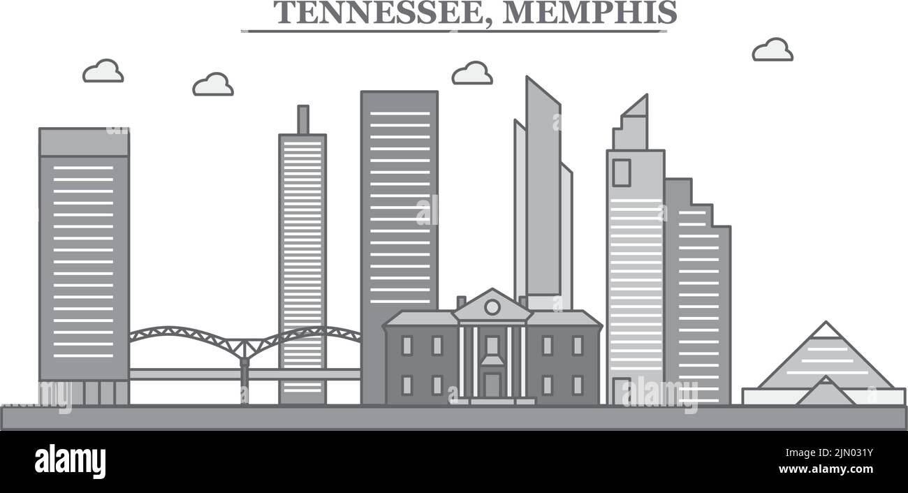Vereinigte Staaten, Memphis City Skyline isoliert Vektor Illustration, Symbole Stock Vektor
