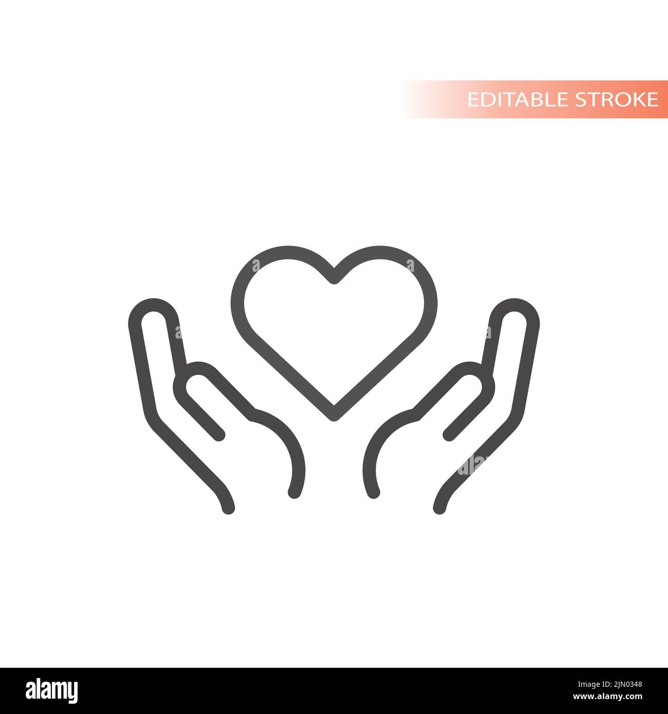 Vektorsymbol für menschliche Hände und Herzlinien. Symbol für wohltätige Zwecke. Stock Vektor