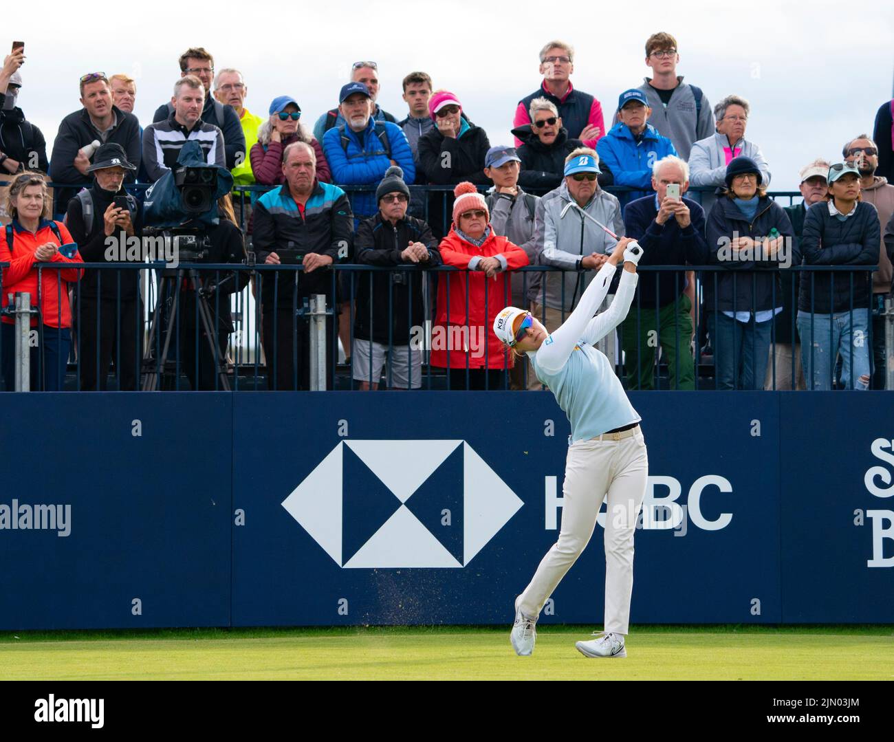 Gullane, Schottland, Großbritannien. 7.. August 2022. Finalrunde der AIG Women’s Open Golf Championship in Muirfield in Gullane, East Lothian. PIC; Chun in Gee spielt auf dem 13. Loch einen Abschlag. Iain Masterton/Alamy Live News Stockfoto