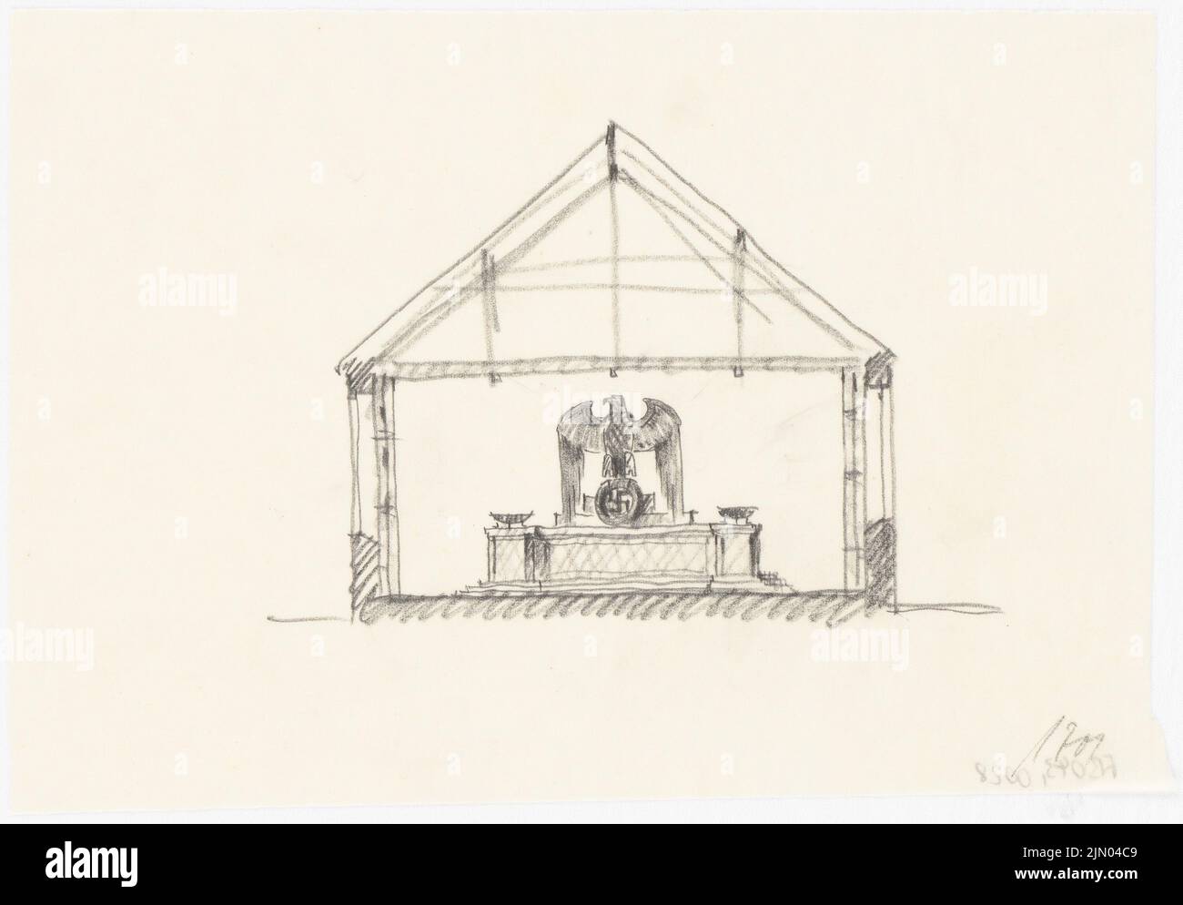 Böhmer Franz (1907-1943), Runow (1939-1939): Ansicht. Bleistift auf transparent, 20,1 x 28,9 cm (inklusive Scankanten) Böhmer & Petrich : Feierstätte Runow Stockfoto