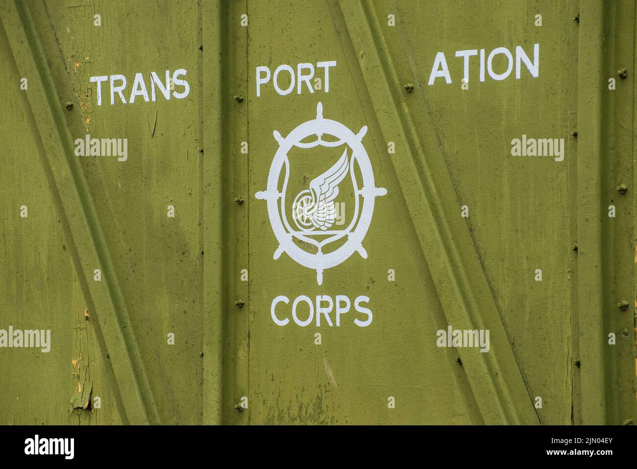 Historische United States Army Transportation Corps Boxcar Stockfoto