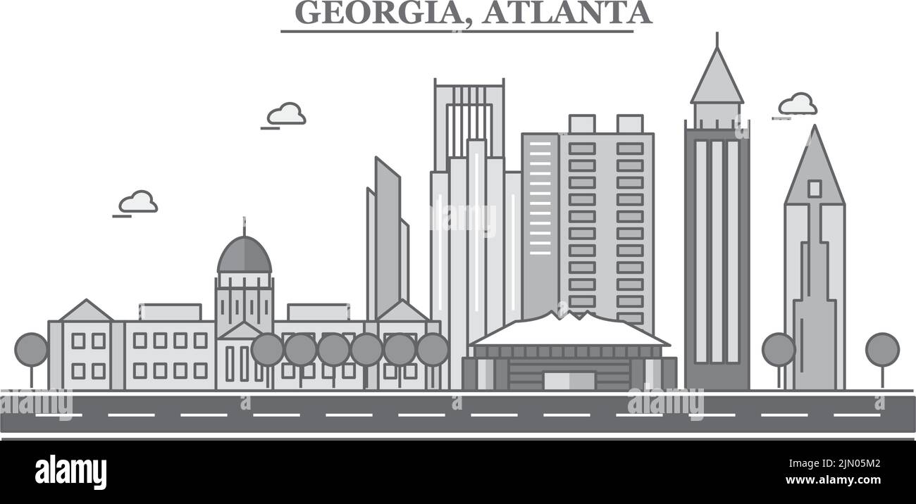 Vereinigte Staaten, Atlanta City Skyline isoliert Vektor Illustration, Symbole Stock Vektor