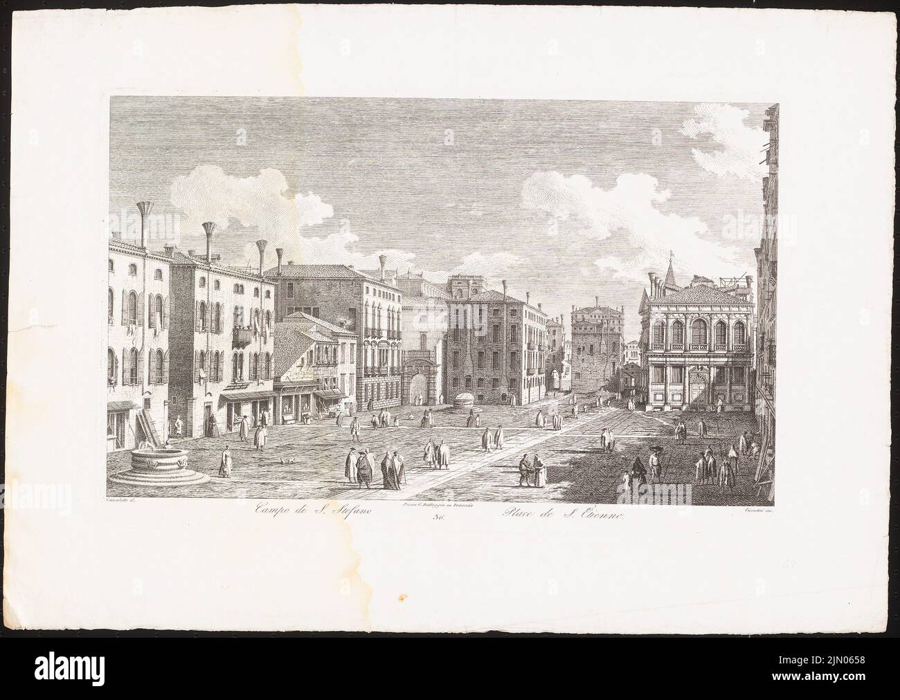 N.N., Campo di S. Stefano, Venedig (ca. 1800): Blick auf den Platz. Druck auf Papier, 39,6 x 55,8 cm (einschließlich Scankanten) N.N. : Campo di S. Stefano, Venedig Stockfoto
