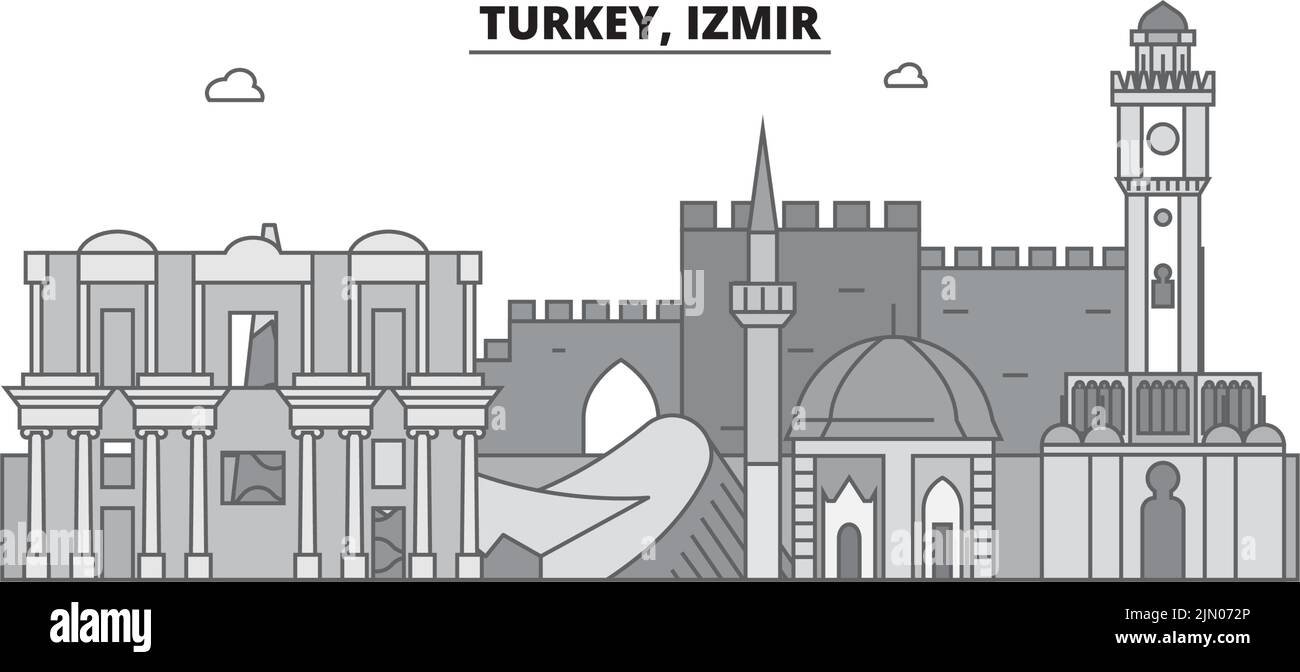 Türkei, Izmir City Skyline isoliert Vektor Illustration, Symbole Stock Vektor