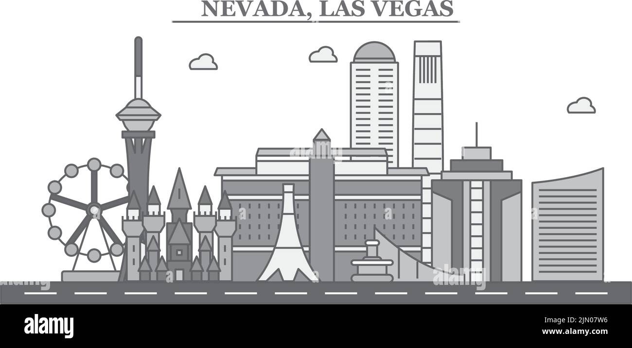 Vereinigte Staaten, Las Vegas City Skyline isoliert Vektor Illustration, Symbole Stock Vektor