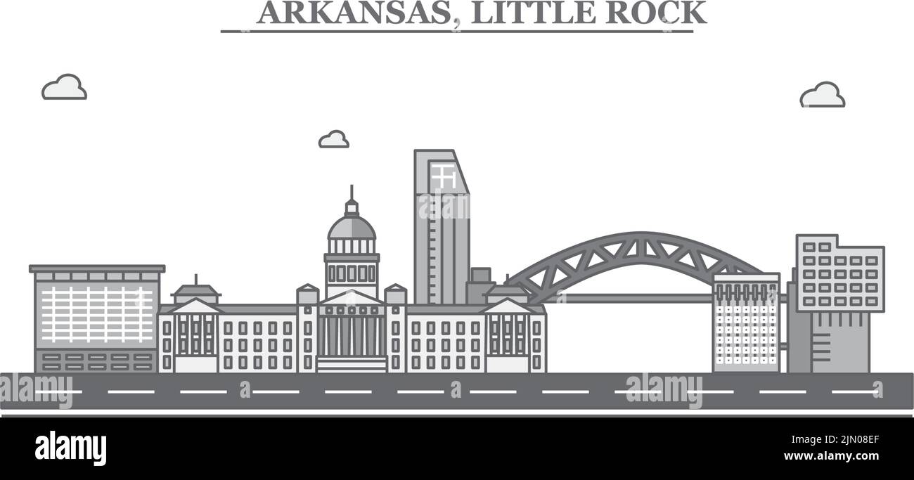 Vereinigte Staaten, Little Rock City Skyline isoliert Vektor Illustration, Symbole Stock Vektor