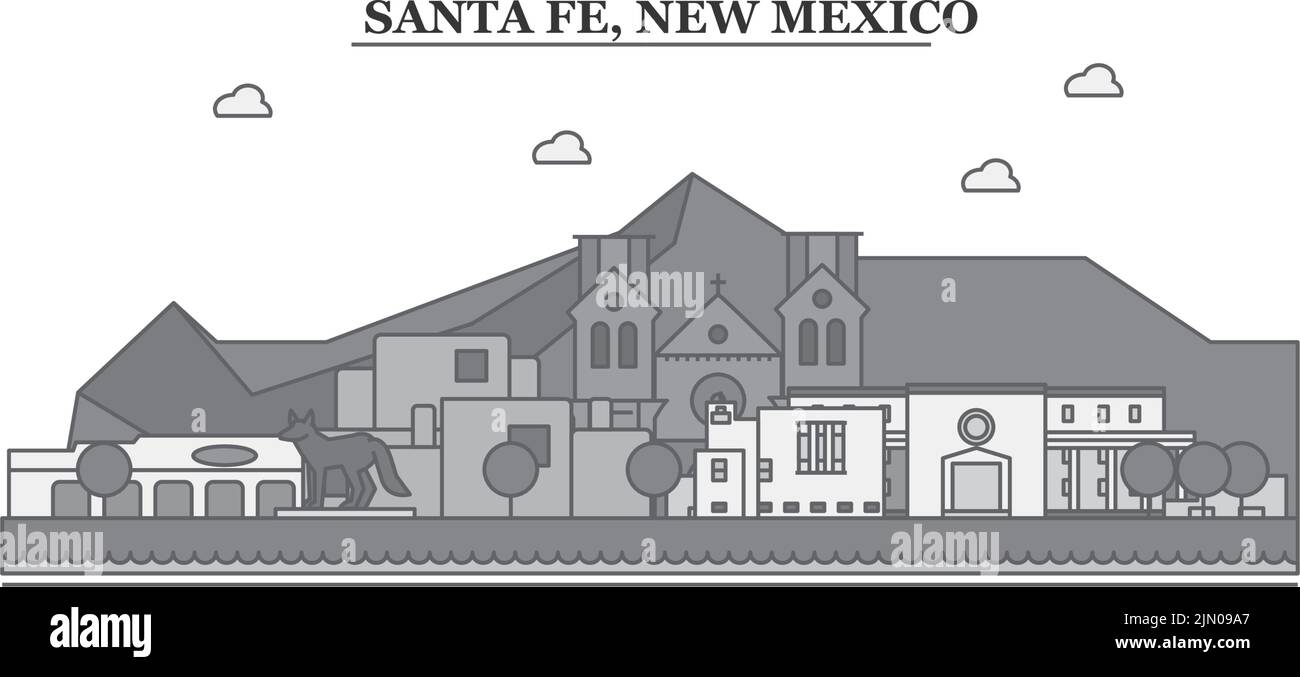Vereinigte Staaten, Santa Fe City Skyline isoliert Vektor Illustration, Symbole Stock Vektor