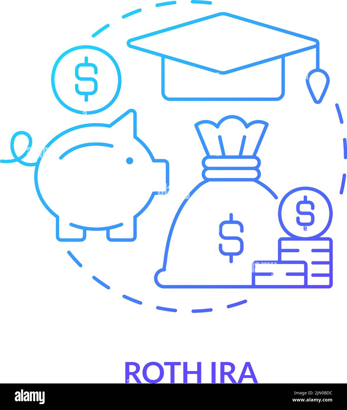Roth IRA blaues Gradientenkonzept-Symbol Stock Vektor Roth IRA blaues Gradientenkonzept-Symbol Stock Vektor