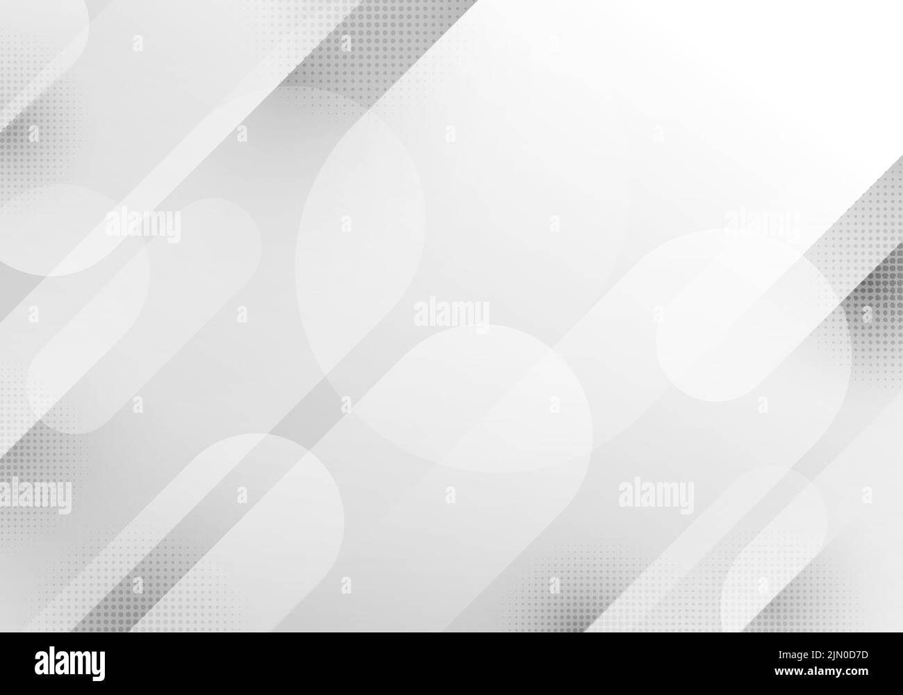 Abstrakte moderne weiße und graue abgerundete Streifen überlappen sich überlappend mit Halbtoneffekt auf klarem Hintergrund. Vektorgrafik Stock Vektor