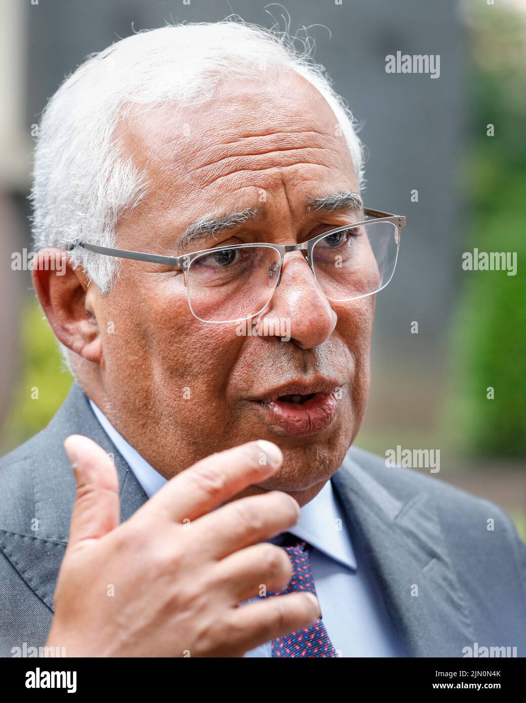 António Costa, Ministerpräsident von Portugal, offizieller Besuch in London, Nahaufnahme, Gespräch Stockfoto