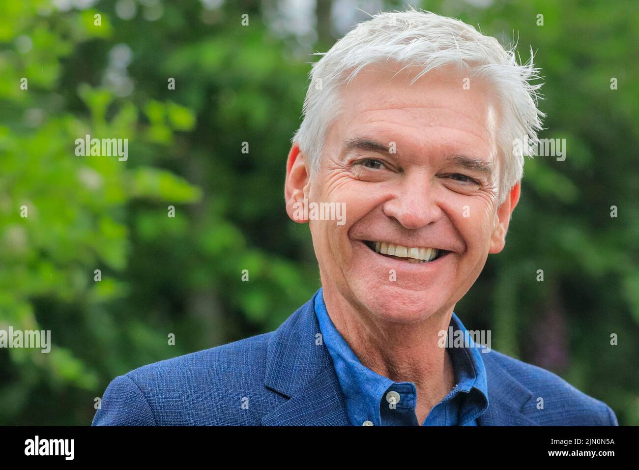 Phillip Schofield, tv-Moderator, Nahaufnahme eines lächelnden Gesichts, Chelsea Flower Show Press Day, London Stockfoto