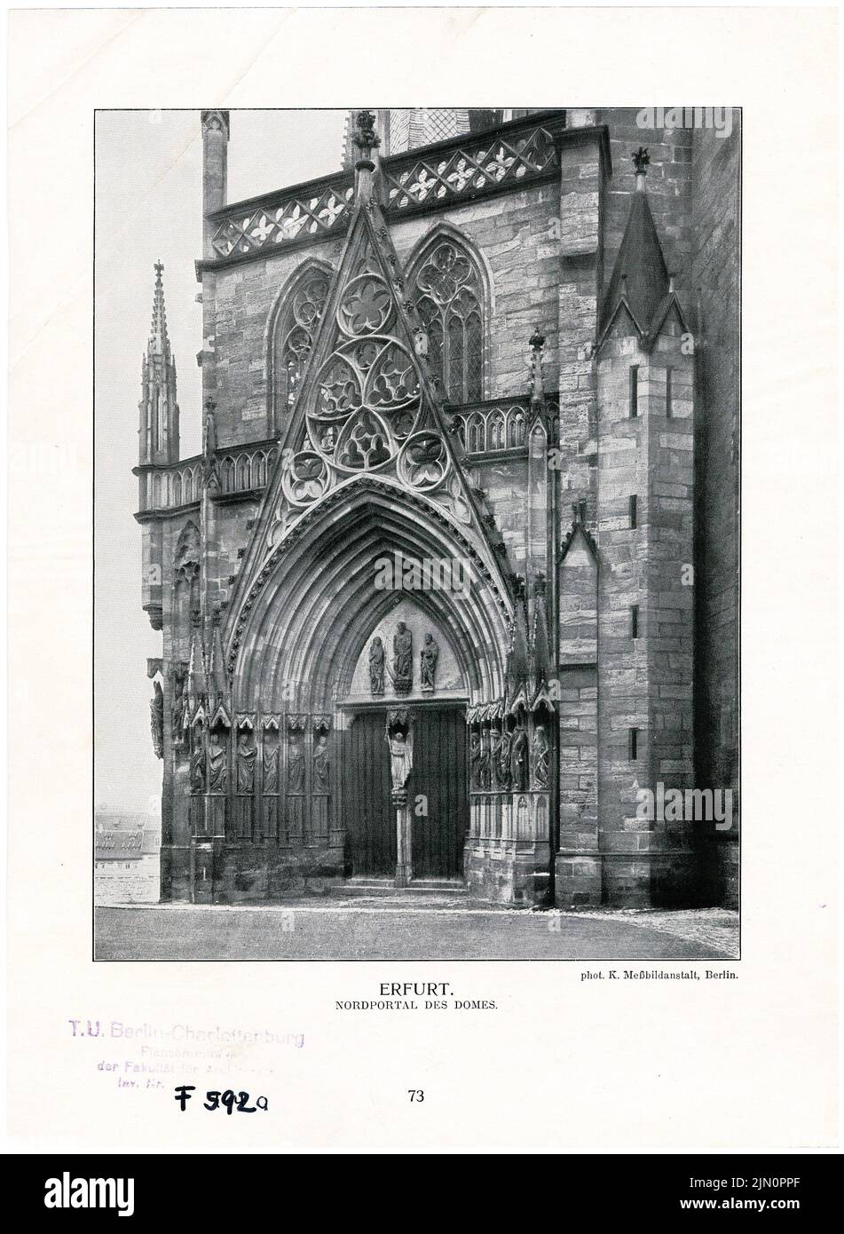 Königlich-preußisches Messbild, Erfurter Dom (ohne dat.): Nordportal. Foto auf Papier, 25,9 x 19 cm (inklusive Scankanten) Königlich Preußische Messbild-Anstalt: Dom in Erfurt (ohne DAT.) Stockfoto