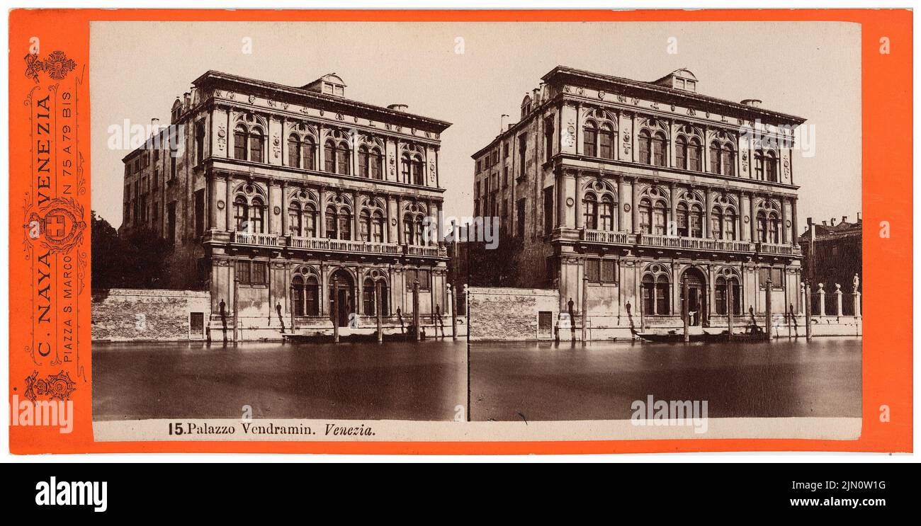 Codussi Mauro (1440-1504), Palazzo Vendramin in Venedig (ohne DAT.): Blick. Stereooto, 8,9 x 17,8 cm (einschließlich Scankanten) Codussi Mauro (1440-1504): Palazzo Vendramin in Venedig (ohne DAT.) Stockfoto