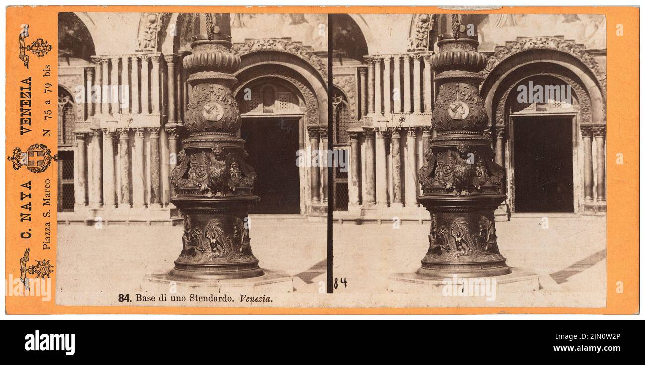 Unbekannter Fotograf, Base di Uno Stendardo in Venedig (ohne dat.): Ansicht. Stereooto, 8,8 x 17,7 cm (einschließlich Scankanten) unbekannt. Fotograf : Base di uno Stendardo in Venedig (ohne DAT.) Stockfoto