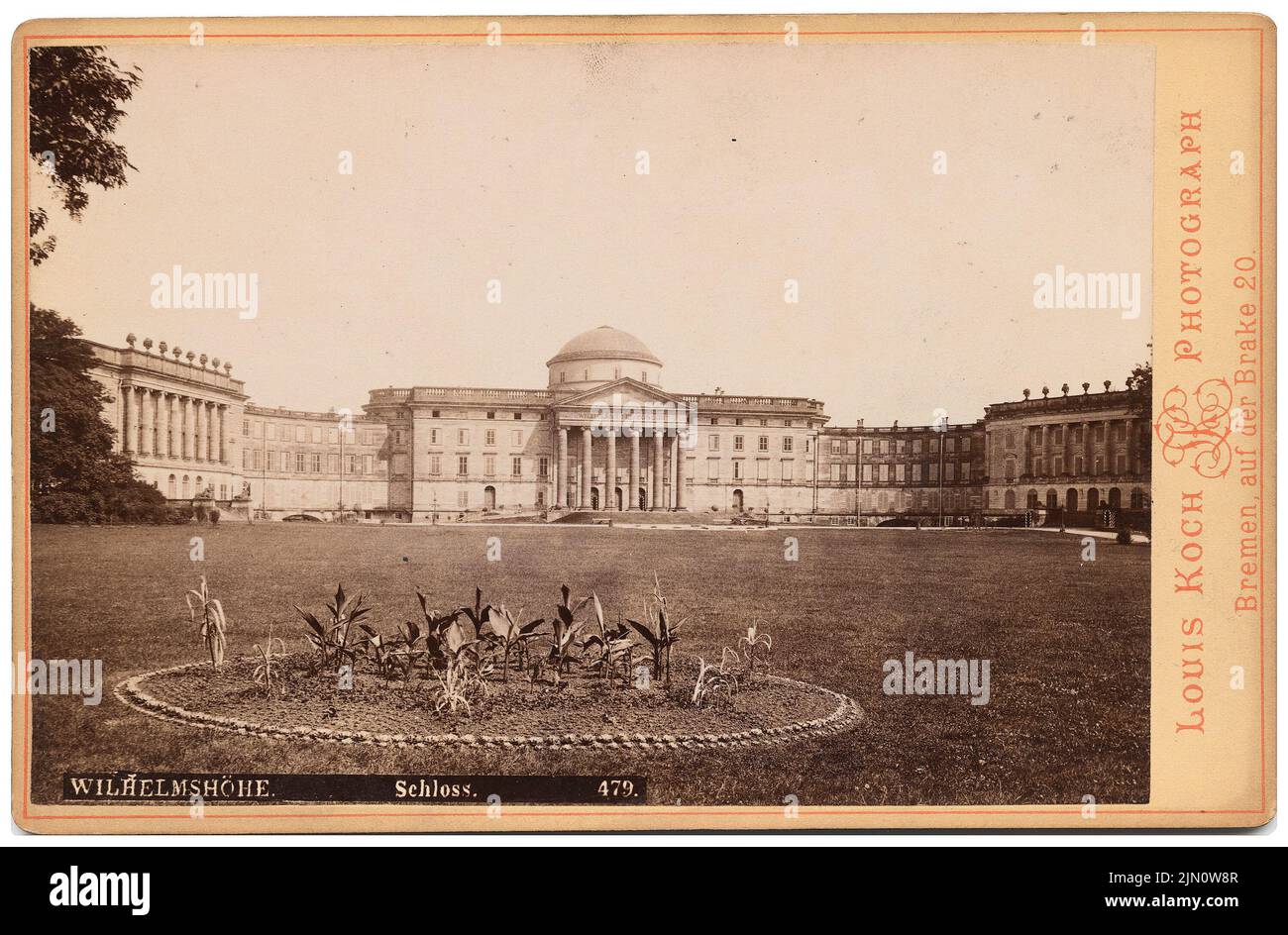 Koch (Fotograf), Schloss Wilhelmshöhe in Kassel (ohne Datum): Ansicht. Foto, 11,1 x 16,9 cm (inklusive Scankanten) Koch (Fotograf): Schloss Wilhelmshöhe in Kassel (ohne DAT.) Stockfoto
