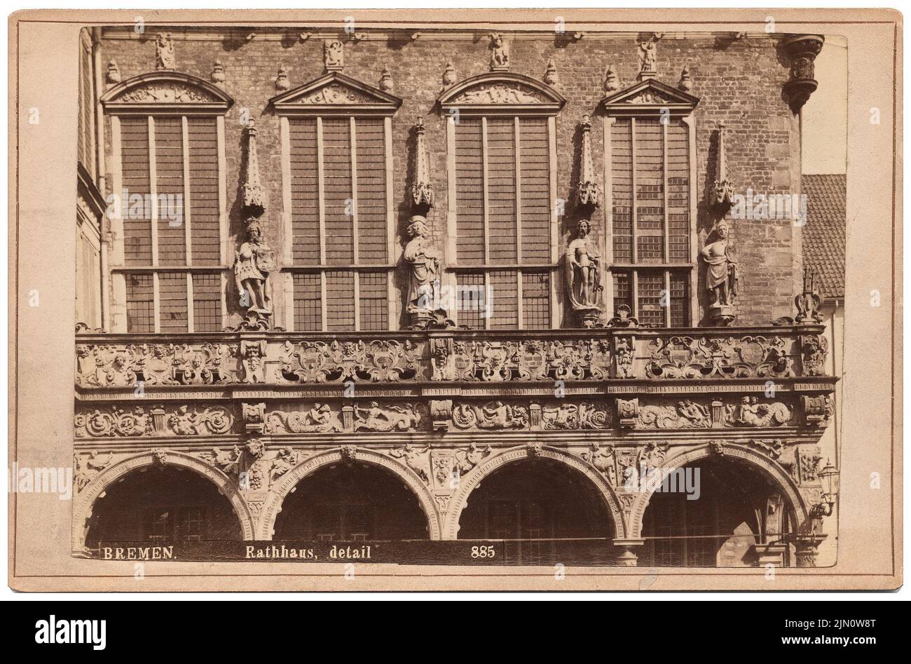 Unbekannter Fotograf, Rathaus in Bremen (ohne Datum): Detailansicht. Foto, 11,1 x 16,9 cm (einschließlich Scankanten) unbekannt. Fotograf : Rathaus in Bremen (ohne DAT.) Stockfoto