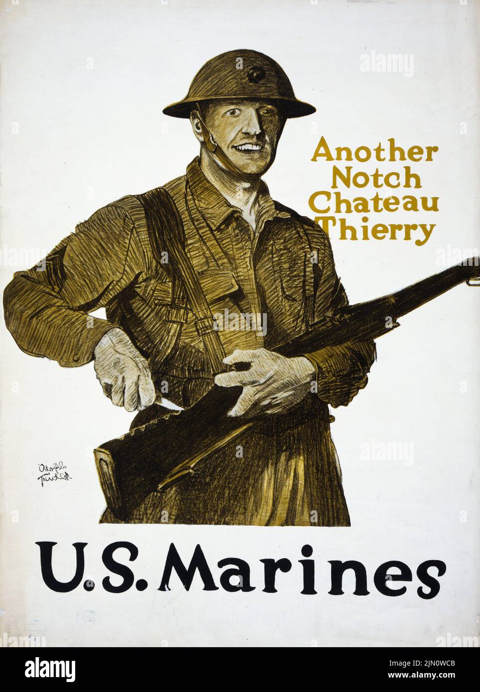 Eine weitere Kerbe, Chateau Thierry – U.S. Marines (1918) Poster aus der Zeit des Ersten Weltkriegs von Adolph Treidler Stockfoto