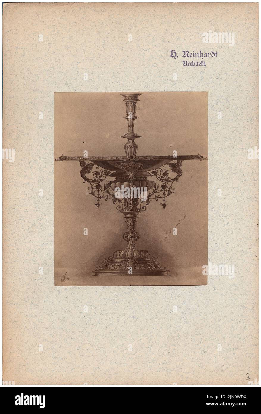 Unbekannter Fotograf, stehende Schale (ohne Dat.): Entwurfszeichnung. Foto auf Karton, 24,5 x 16,5 cm (inklusive Scankanten) unbek. Fotograf : Ständerschale (ohne DAT.) Stockfoto