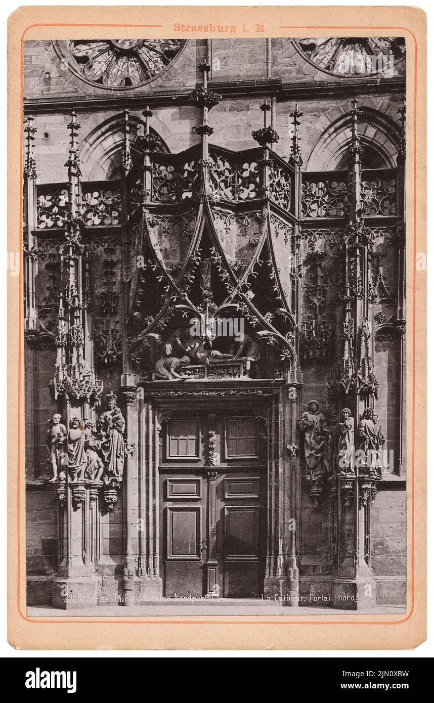 N.N., Münster in Straßburg (ohne dat.): Nordportal. Foto, 17,1 x 11,3 cm (inklusive Scan-Kanten) N.N.: Münster in Straßburg (ohne DAT.) Stockfoto