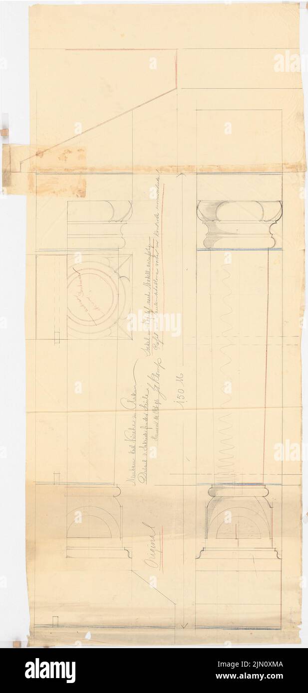 Klomp Johannes Franziskus (1865-1946), St. Nikolaus, Ankum (14. Oktober 1896): Detail der Sakristei-Reifendecke (1: 1). Bleistift, Buntstift auf Transparent, 210,4 x 99,9 cm (inklusive Scankanten) Klomp Johannes Franziskus (1865-1946): St. Nikolaus, Ankum Stockfoto