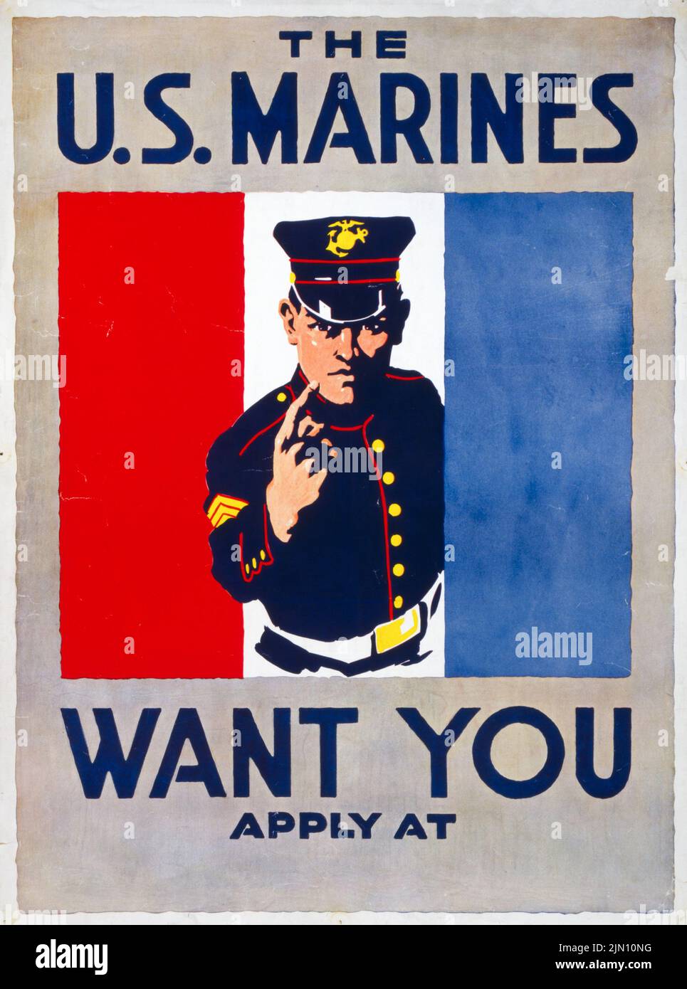 The U.S. Marines Want You (1917) Poster aus der Zeit des Ersten Weltkriegs von Charles Buckles Falls Stockfoto